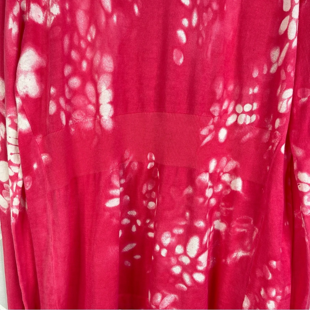 Chico's Pink and White Tie-Dye Open Cardigan - Picture 6 of 9